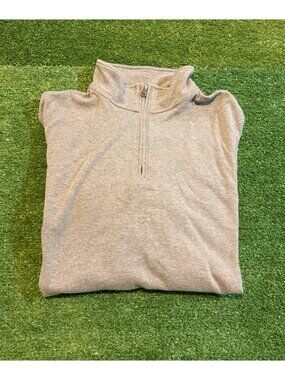 Fair Harbor 1/4 zip mens large gray seawool moisture wicking antimicrobial casua